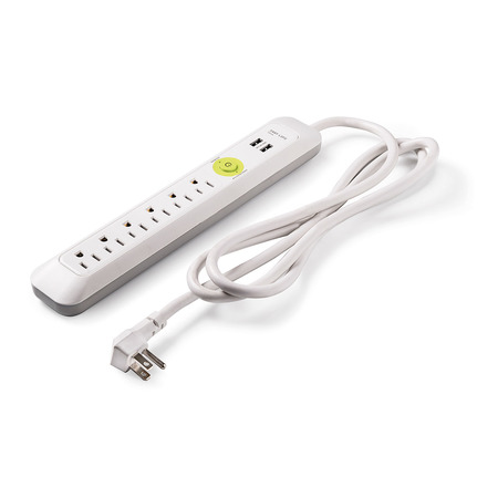 Easylife Tech 6 Outlet Power Strip Surge Protector 2 USB Port 1200 Joules 6 ft Cord 0-2518